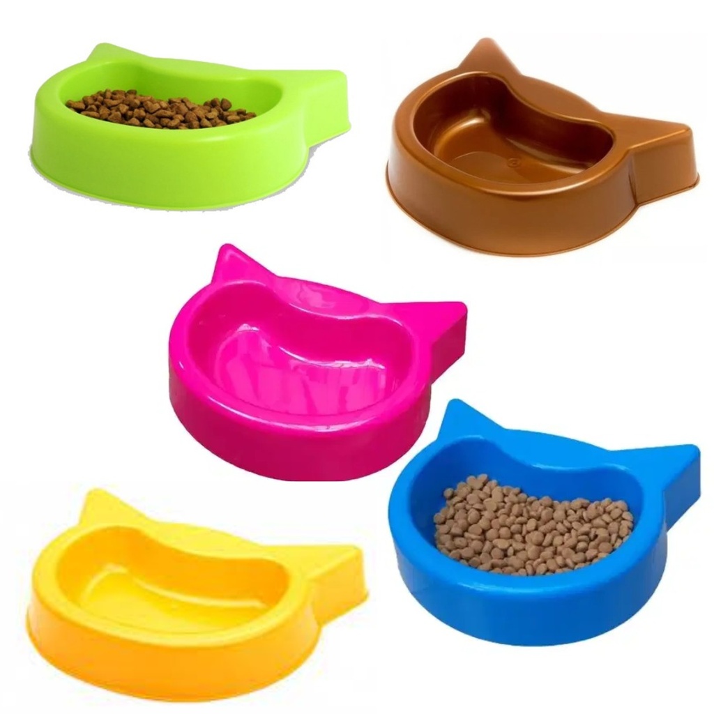 COMEDERO PLASTICO FORMA DE GATO CHICO