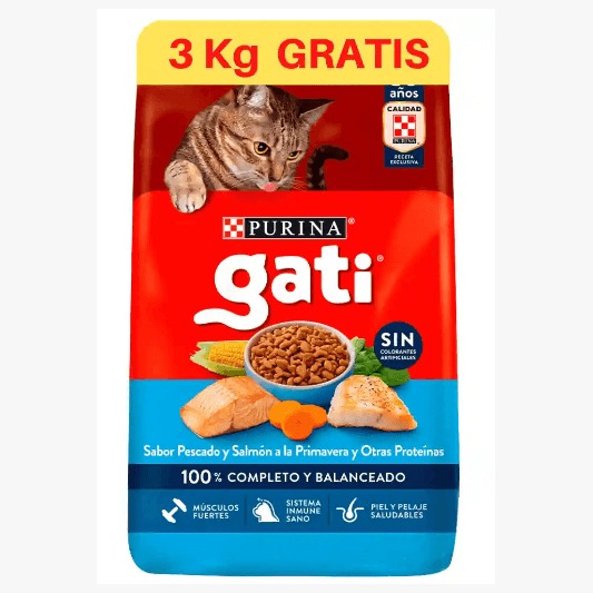 PURINA GATI PESCADO Y SALMON X 15+3 KG.