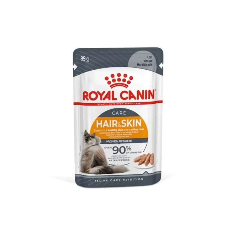 ROYAL CANIN GATO HAIR & SKIN POUCH  X 85G.