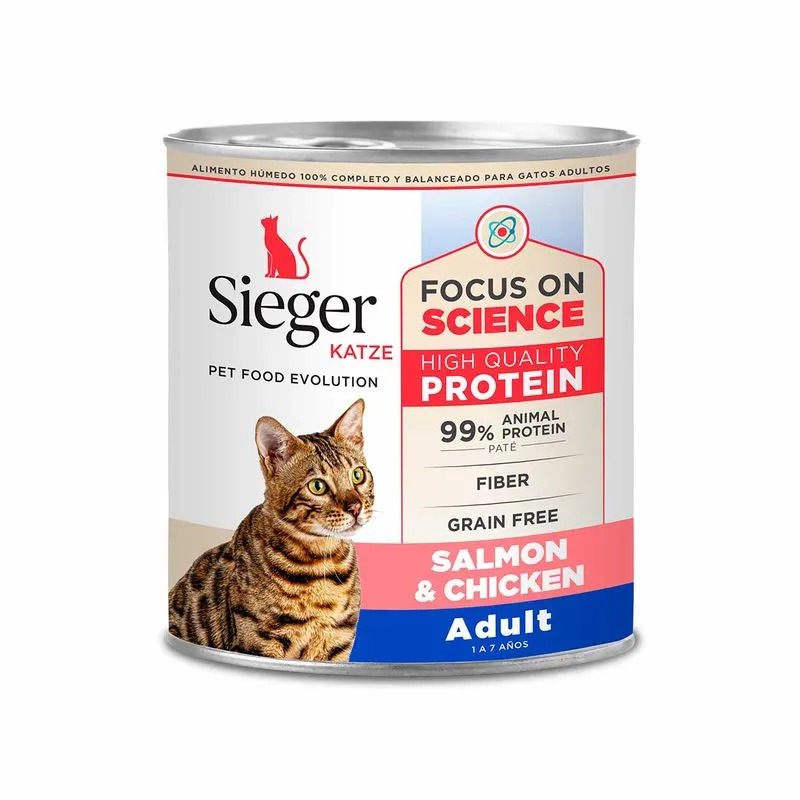 SIEGER GATO ADULT WET SALMÓN Y POLLO LATA X 340 GR