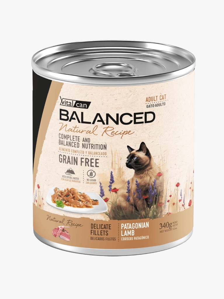 VITAL CAN BALANCED LATA GATO CORDERO PATAGONICO ADULTO X 340 GR