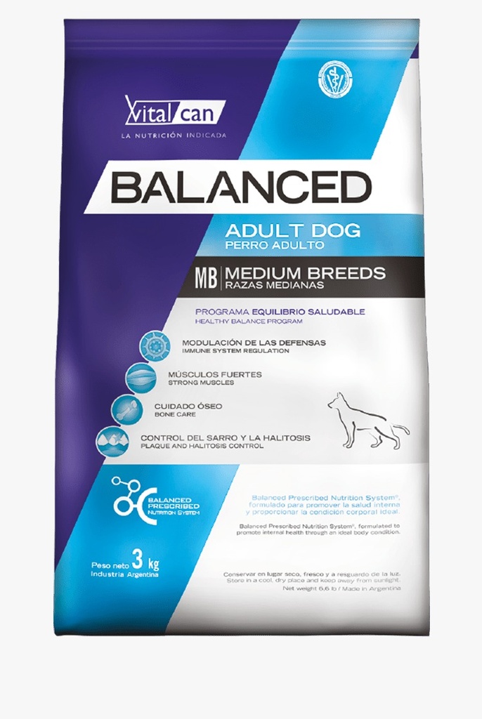 VITAL CAN BALANCED PERRO ADULTO RAZA MEDIANA X 12 KG
