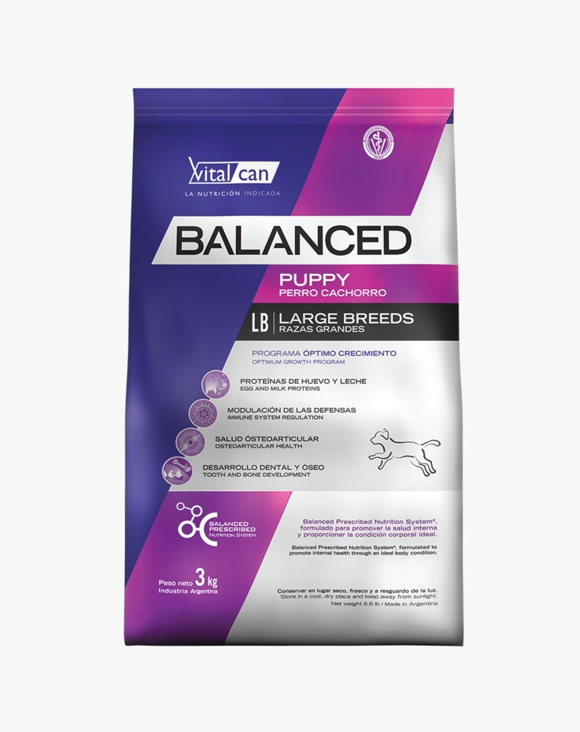 VITAL CAN BALANCED PERRO CACHORRO RAZA GRANDE X 3 KG