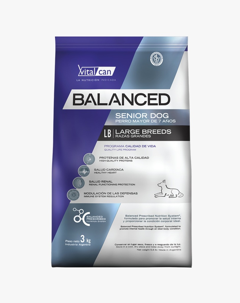 VITAL CAN BALANCED PERRO SENIOR RAZA GRANDE  X 15 KG
