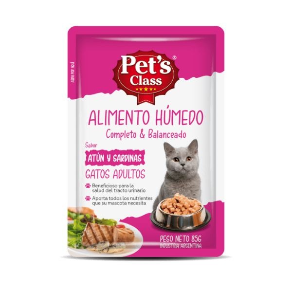 PETS CLASS POUCH GATO ATUN Y SARDINA X 85 GR