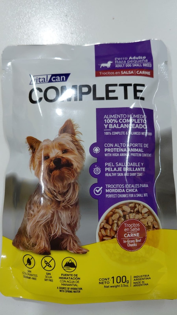 VITAL CAN COMPLETE POUCH PERRO ADULTO RAZA PEQUEÑA CARNE X 85 GR