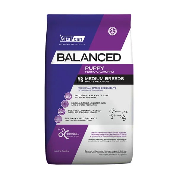 VITAL CAN BALANCED PERRO CACHORRO RAZA MEDIANA X 12 KG